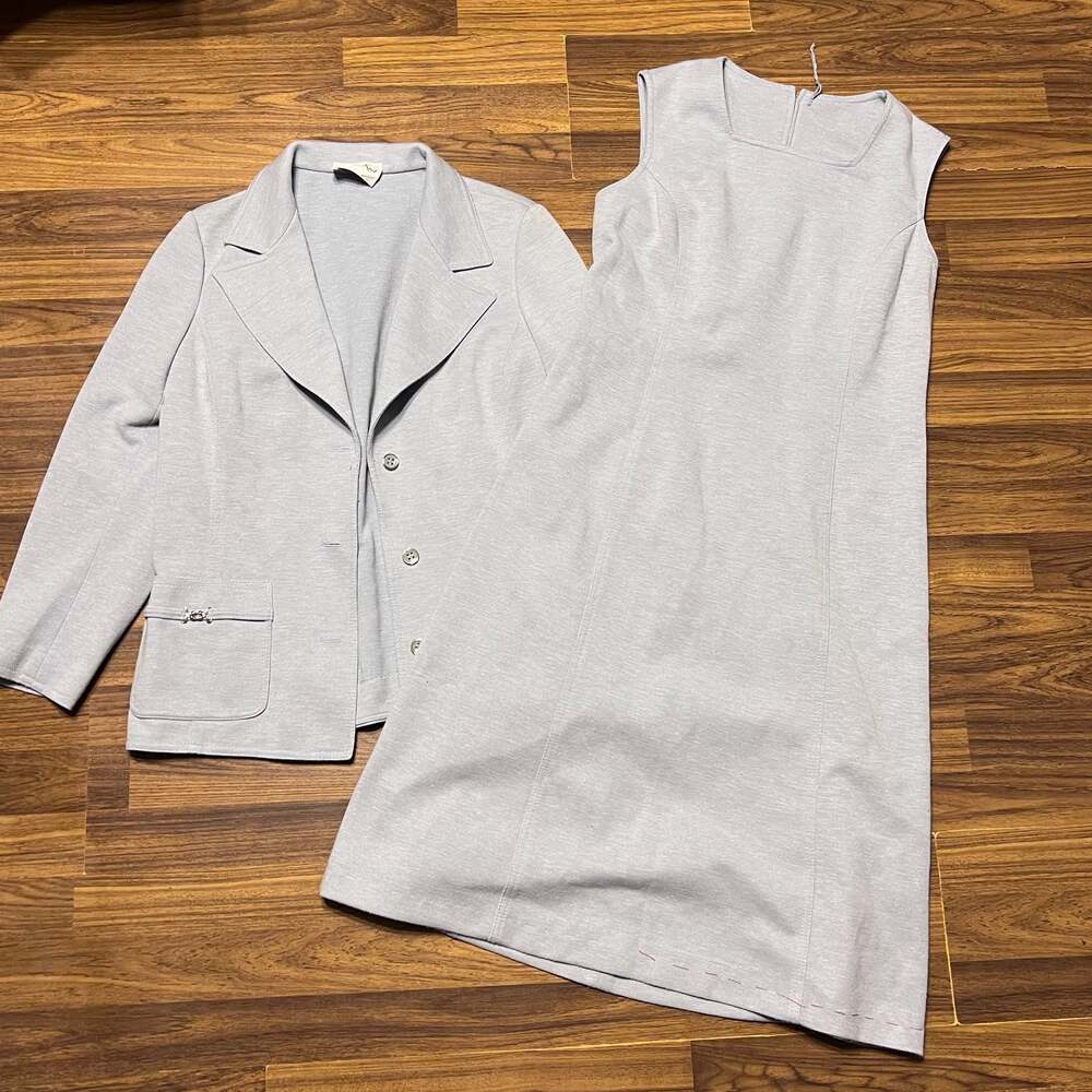 Butte Knit Vintage Two-Piece Skirt Suit Set with Sleeveless Dress and Blazer